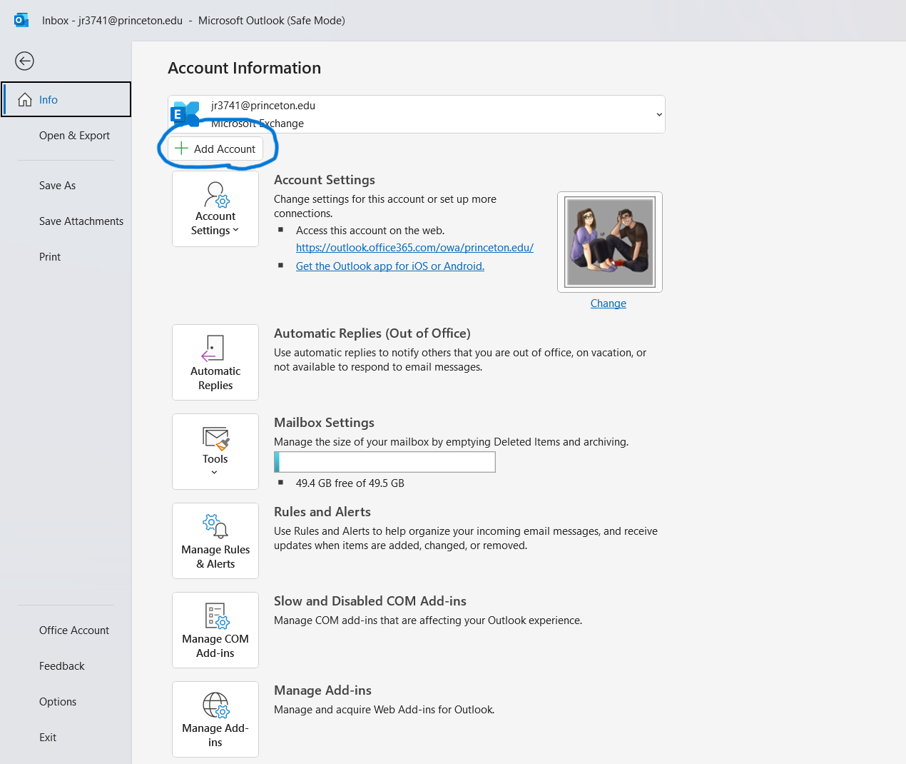 Outlook Settings Add Account