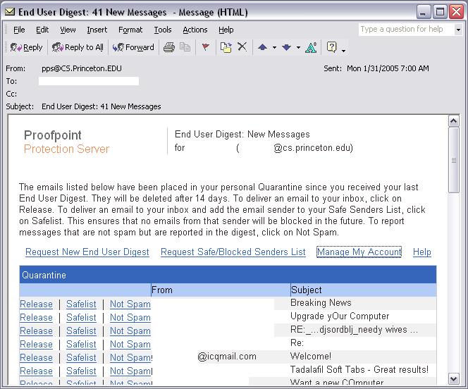 Proofpoint Protection Server settings